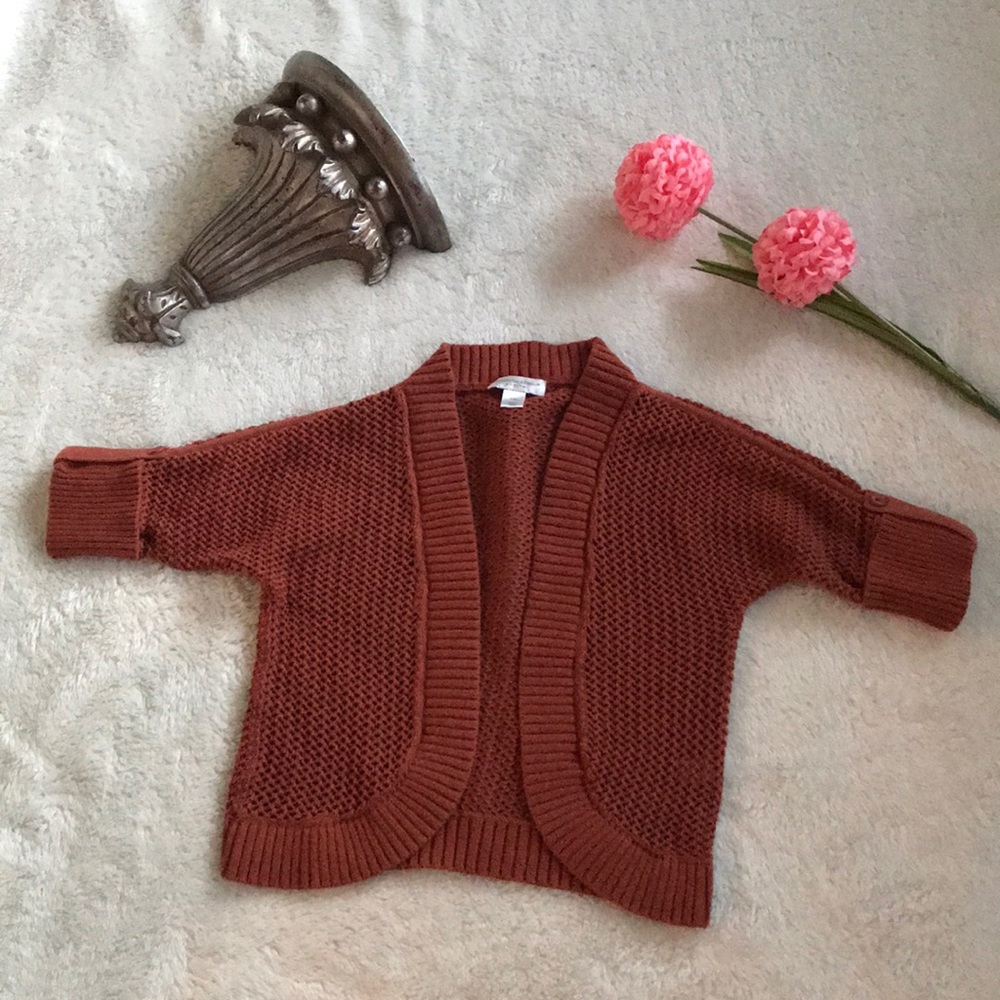 CHRISTOPHER & BANKS Cardigan Loose Knit Orange Size P/M - Picture 4 of 16